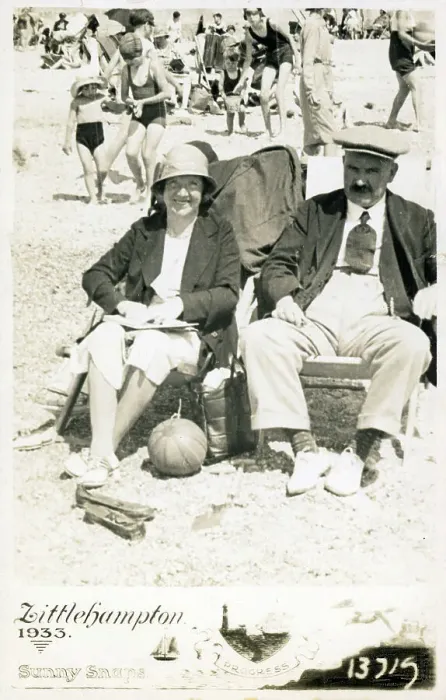 Framed Print : An elderly couple on the beach at Littlehampton, West Sussex Framed Print : An elderly couple on the beach at Littlehampton, West Sussex