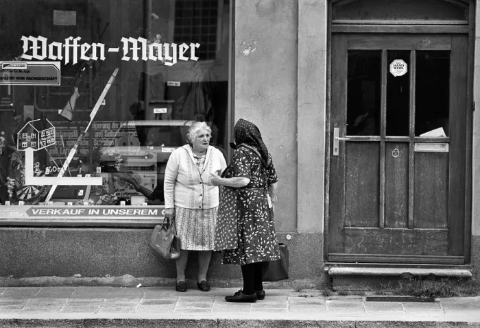 Framed Print : Two elderly ladies in Nordlingen, Bavaria, German Framed Print : Two elderly ladies in Nordlingen, Bavaria, German