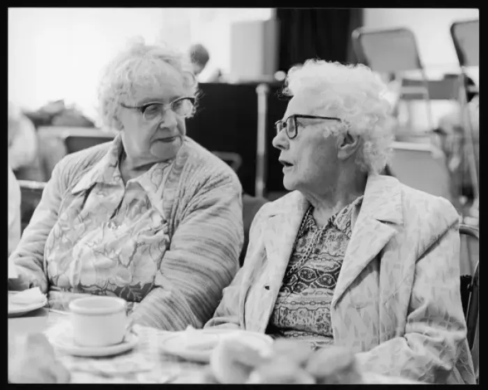 Framed Print : Two Elderly Ladies & Tea Framed Print : Two Elderly Ladies & Tea