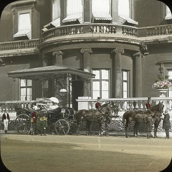 An elderly Queen Victoria leaving for Windsor