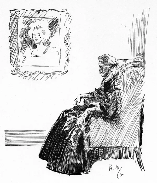 Framed Print : Elderly woman seated beneath a portrait of her when young Framed Print : Elderly woman seated beneath a portrait of her when young