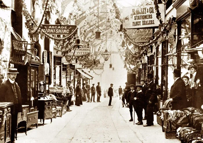 Framed Print : The Eldon Arcade, Barnsley, early 1900s Framed Print : The Eldon Arcade, Barnsley, early 1900s