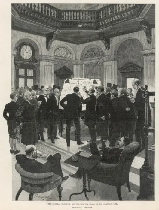 Framed Print : Election Results at the Carlton Club, London, 1892 Framed Print : Election Results at the Carlton Club, London, 1892
