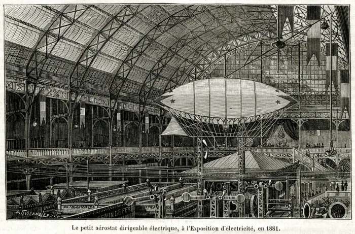 Framed Print : Electric airship at Exposition of Electricity, Paris, 1881 Framed Print : Electric airship at Exposition of Electricity, Paris, 1881