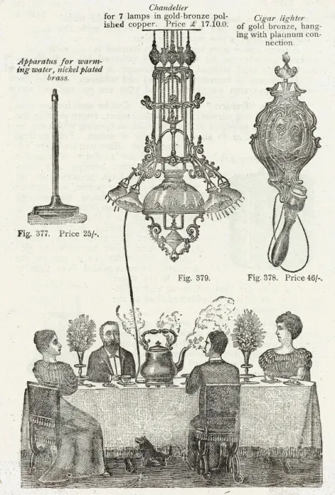 Framed Print : Electric kettle connected to the ceiling light 1902 Framed Print : Electric kettle connected to the ceiling light 1902