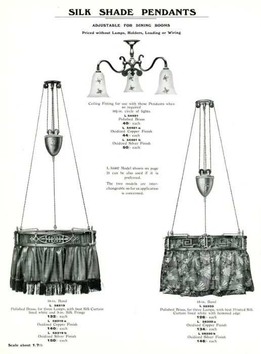 Framed Print : Electric Light Fixtures catalogue, Silk Shade Pendants Framed Print : Electric Light Fixtures catalogue, Silk Shade Pendants