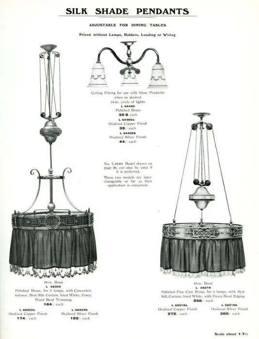 Framed Print : Electric Light Fixtures catalogue, Silk Shade Pendants Framed Print : Electric Light Fixtures catalogue, Silk Shade Pendants
