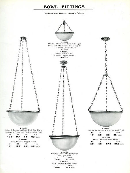Electric Light Fixtures catalogue, Bowl Fittings