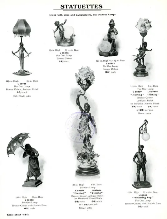 Framed Print : Electric Light Fixtures catalogue, Statuettes Framed Print : Electric Light Fixtures catalogue, Statuettes