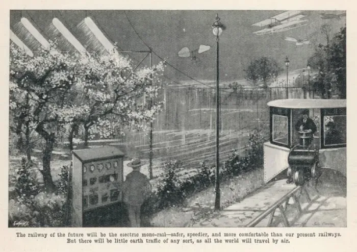 Framed Print : Electric Monorail 1909 Framed Print : Electric Monorail 1909