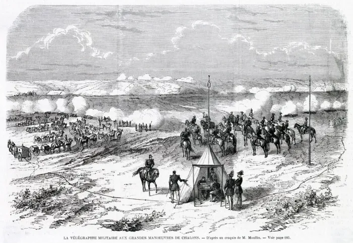 Framed Print : Electric telegraph used by French army, 1862 Framed Print : Electric telegraph used by French army, 1862