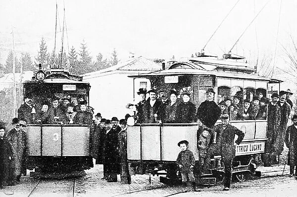 Electric trams, Lugano, Switzerland, pre-1900