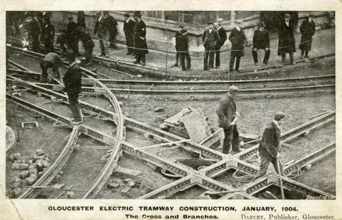 Framed Print : Electric Tramway Construction Framed Print : Electric Tramway Construction