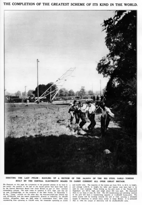 Framed Print : Electricity plyon erected, 1933 Framed Print : Electricity plyon erected, 1933