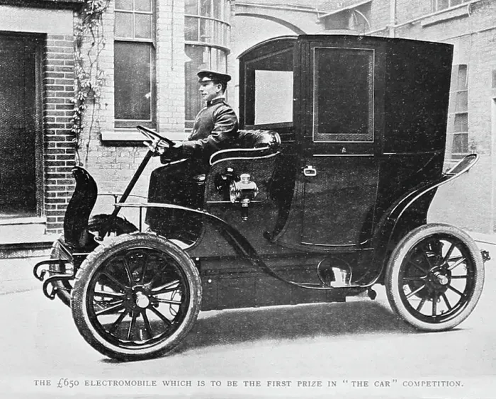 Framed Print : Electromobile veteran car, early 1900s Framed Print : Electromobile veteran car, early 1900s