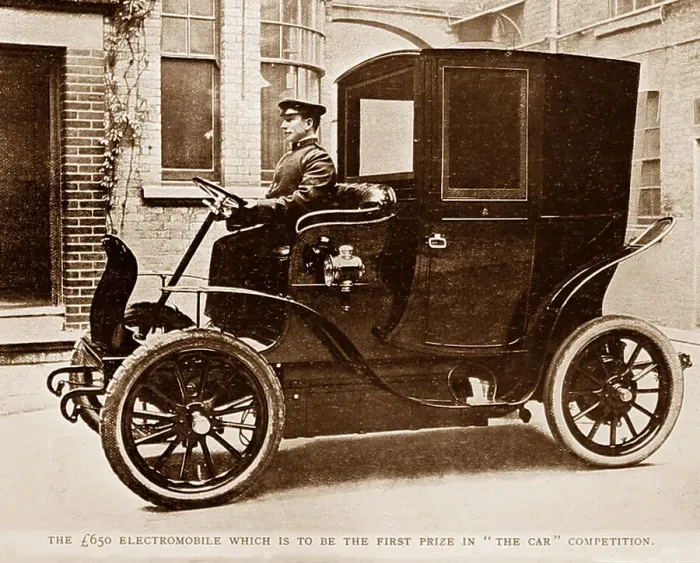 Framed Print : Electromobile veteran car, early 1900s Framed Print : Electromobile veteran car, early 1900s