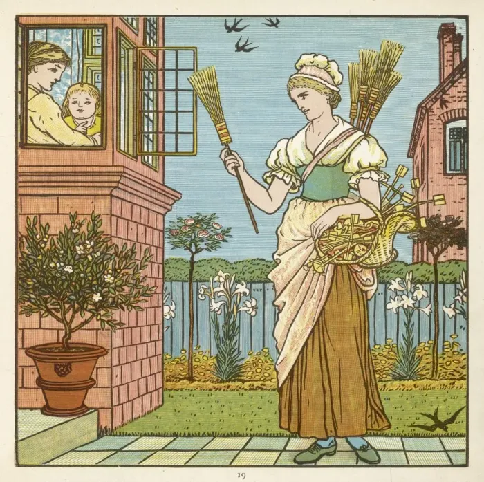 Framed Print : Elegant Broom Seller Framed Print : Elegant Broom Seller