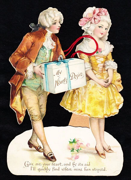 Elegant couple on a cutout romantic greetings card
