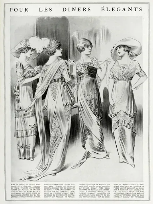 Framed Print : Elegant dresses for dining 1912 Framed Print : Elegant dresses for dining 1912
