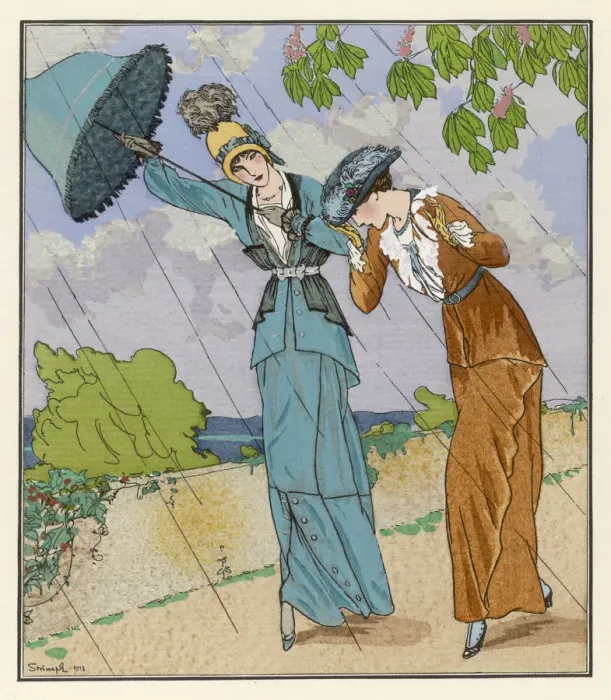 Framed Print : Elegant Ladies in Shower Framed Print : Elegant Ladies in Shower