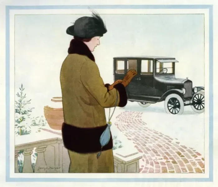 Framed Print : Elegant lady and her car 1924 by George Harper Framed Print : Elegant lady and her car 1924 by George Harper