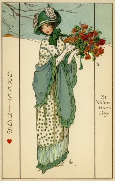 Framed Print : Elegant lady Valentine card