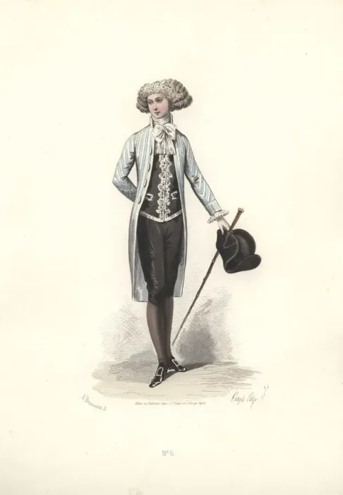 Framed Print : Elegant man in striped coat, era of Marie Antoinette Framed Print : Elegant man in striped coat, era of Marie Antoinette