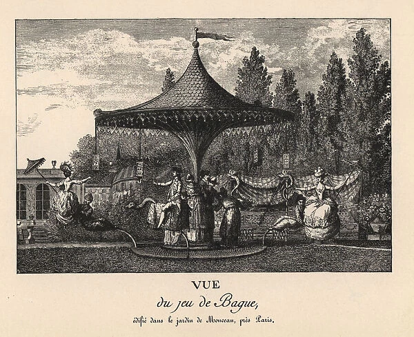 Elegant riders on a Chinese merry-go-round, Monceau, 1779