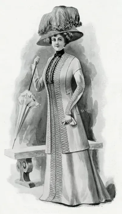 Framed Print : Elegant tailored dress 1909 Framed Print : Elegant tailored dress 1909