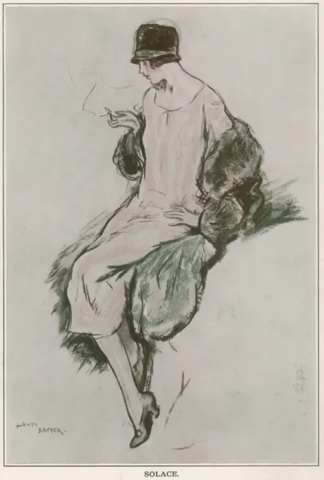 Framed Print : Elegant young woman sits smoking -- Solace Framed Print : Elegant young woman sits smoking -- Solace