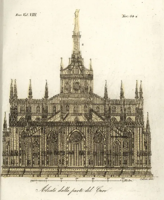 Framed Print : Elevation of the choir of Milan Cathedral, 14th century Framed Print : Elevation of the choir of Milan Cathedral, 14th century