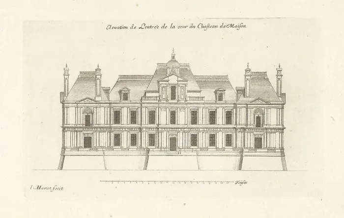 Framed Print : Elevation of the entrance to the courtyard of Chateau de Maisons Framed Print : Elevation of the entrance to the courtyard of Chateau de Maisons