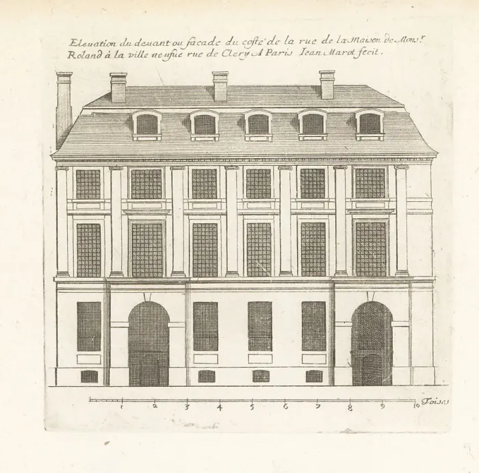 Framed Print : Elevation of the front facade of Mr. Roland's house, Paris Framed Print : Elevation of the front facade of Mr. Roland's house, Paris