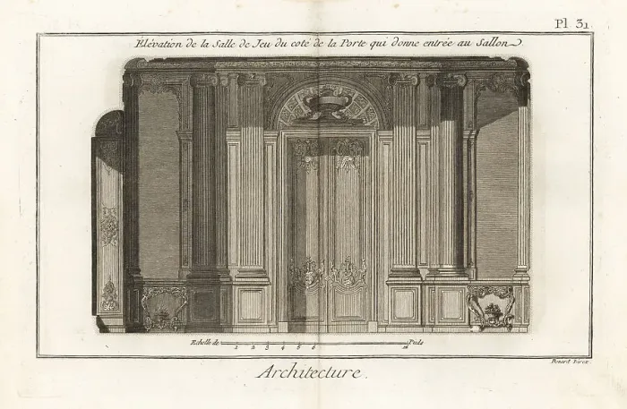 Framed Print : Elevation of a games room in an apartment in the Palais-Royal Framed Print : Elevation of a games room in an apartment in the Palais-Royal