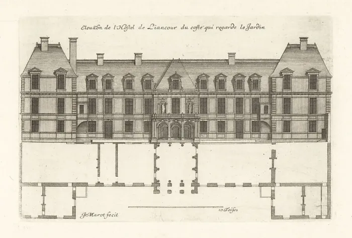 Framed Print : Elevation of the garden side of the Hotel de Liancourt, Paris Framed Print : Elevation of the garden side of the Hotel de Liancourt, Paris