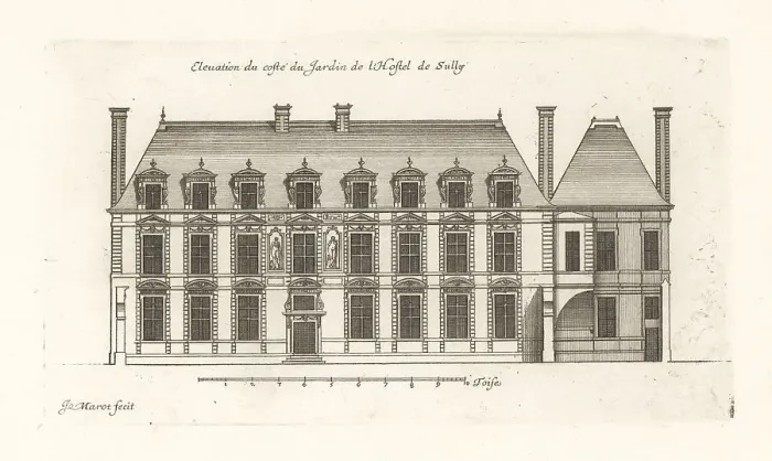 Framed Print : Elevation of the garden side of the Hotel de Sully, Marais, Pari Framed Print : Elevation of the garden side of the Hotel de Sully, Marais, Pari