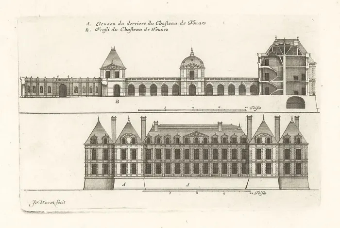 Framed Print : Elevation and profile of the Chateau des Ducs de La Tremoille