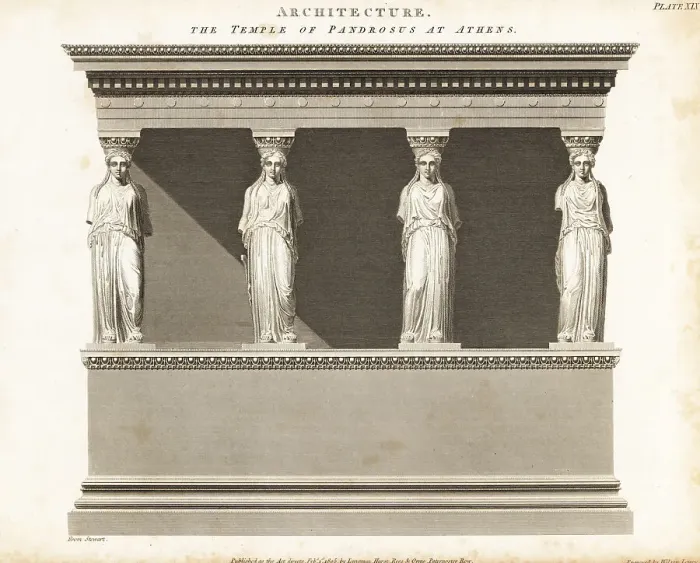 Framed Print : Elevation of the Temple of Pandrosus at Athens, Greece Framed Print : Elevation of the Temple of Pandrosus at Athens, Greece