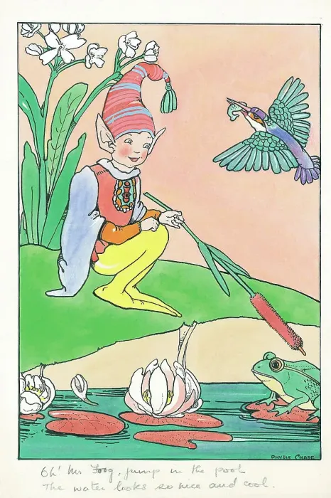 Framed Print : Elf (?) by a pond or lake by Phyllis Chase Framed Print : Elf (?) by a pond or lake by Phyllis Chase