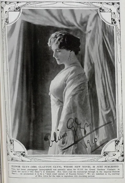 Framed Print : Elinor Glyn, British novelist and scriptwriter who specialised in romantic fiction (1864-1943). Studio portrait in formal gown with autograph. The portrait was specially taken for HIH Grand Duchess Vladimir, of the Imperial Russian Family Framed Print : Elinor Glyn, British novelist and scriptwriter who specialised in romantic fiction (1864-1943). Studio portrait in formal gown with autograph. The portrait was specially taken for HIH Grand Duchess Vladimir, of the Imperial Russian Family