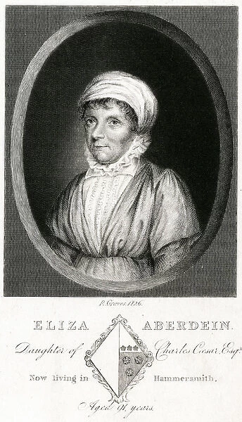 Eliza Aberdein. ELIZA ABERDEIN - Elderly lady (daughter of Charles Caesar). Date: 1735 - ?