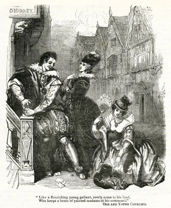 Framed Print : Elizabethan courtier and two elegant ladies Framed Print : Elizabethan courtier and two elegant ladies