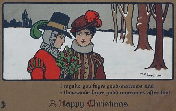 Elizabethan style Christmas card by Ethel Parkinson