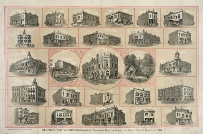 Framed Print : Ellensburg, Washington---brick buildings erected since the G Framed Print : Ellensburg, Washington---brick buildings erected since the G
