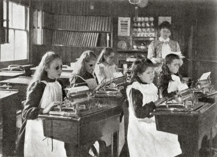 Framed Print : Elm Court Blind School, London - Typewriting Framed Print : Elm Court Blind School, London - Typewriting
