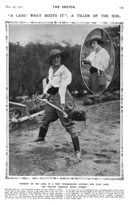 Framed Print : Elsie Janis working on the land, WWI Framed Print : Elsie Janis working on the land, WWI