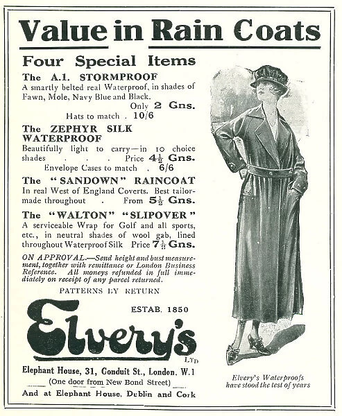 Elvery's Rain Coats Advertisement