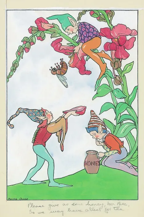 Framed Print : Elves with honey bee Framed Print : Elves with honey bee
