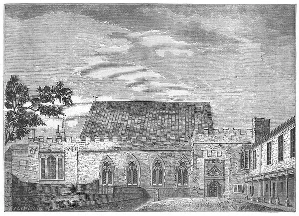 Ely House. Engraving depicting the Hall of Ely House