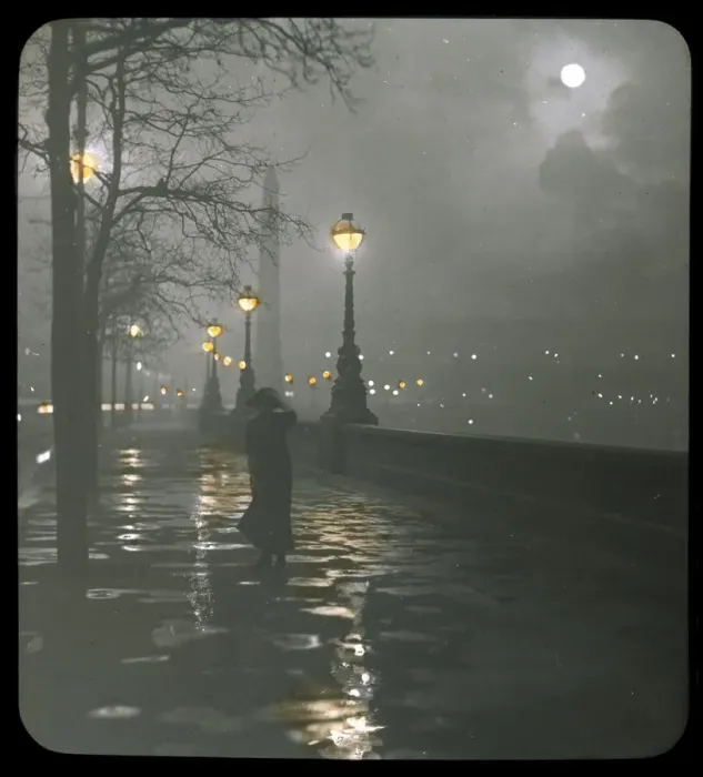 Framed Print : EMBANKMENT  /  LANTERN SLIDE